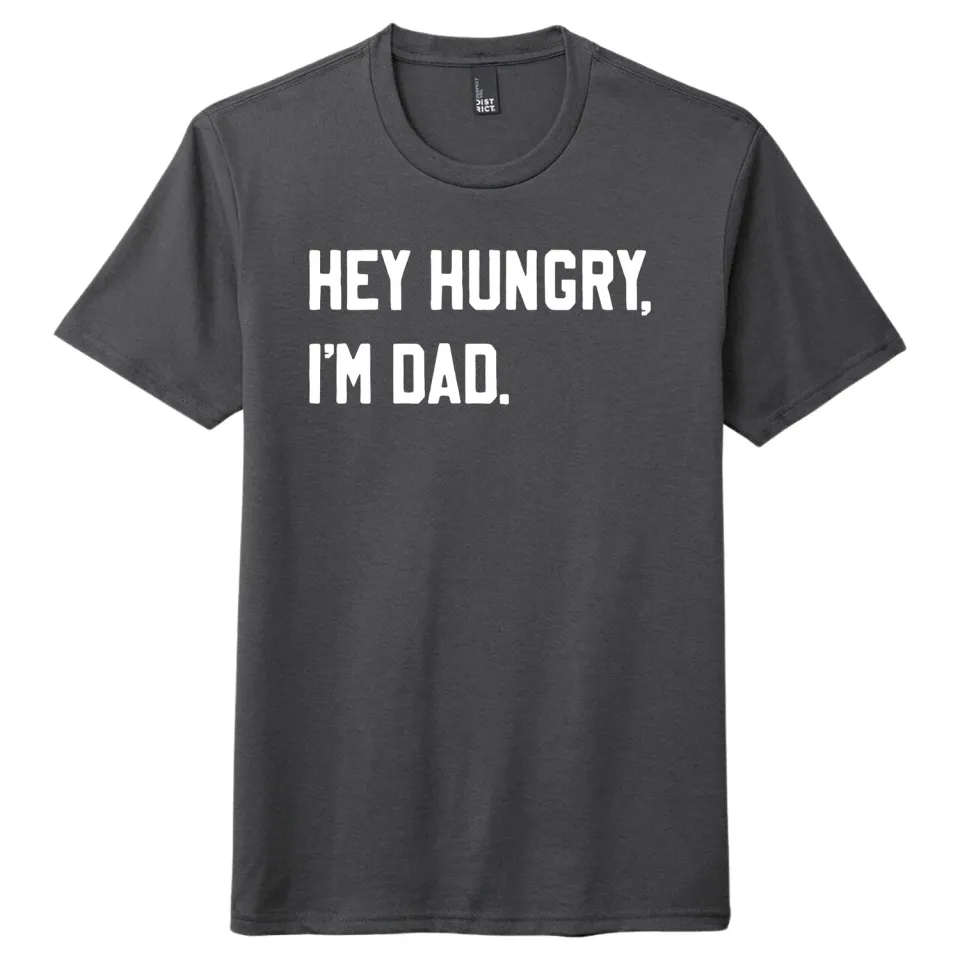 Mugsby Hey Hungry I'm Dad T-shirt charcoal bomuld