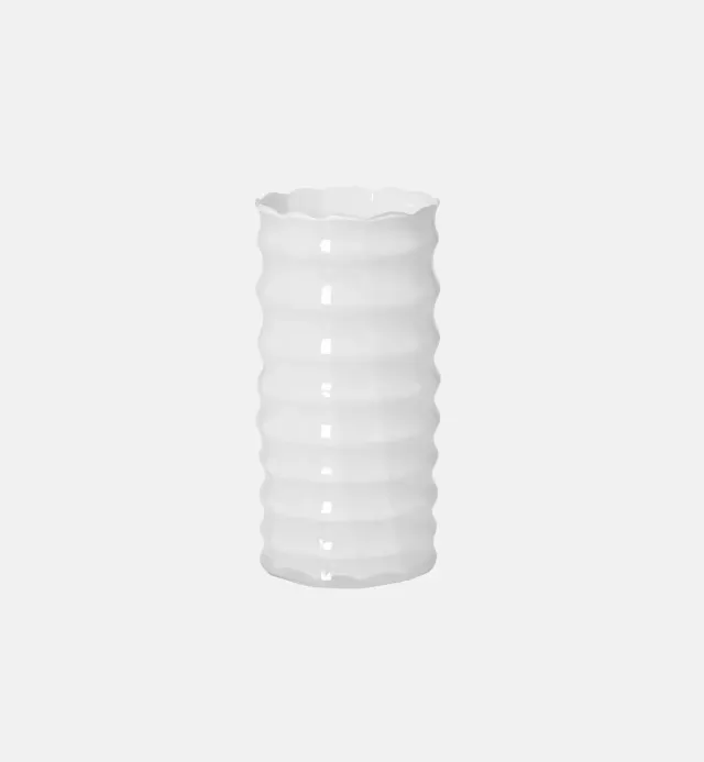 Krosno Tube vase opalhvid 30 cm riflet