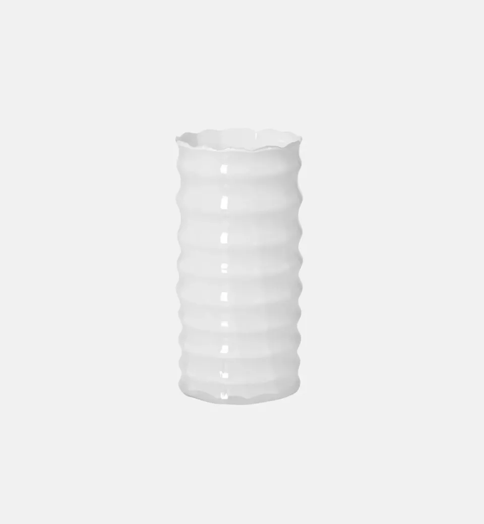 Krosno Tube vase opalhvid 30 cm riflet