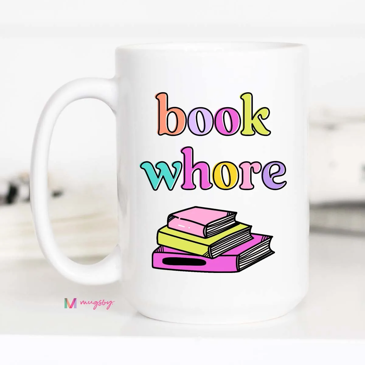 Mugsby Book Whore kop 325 ml hvid bøger