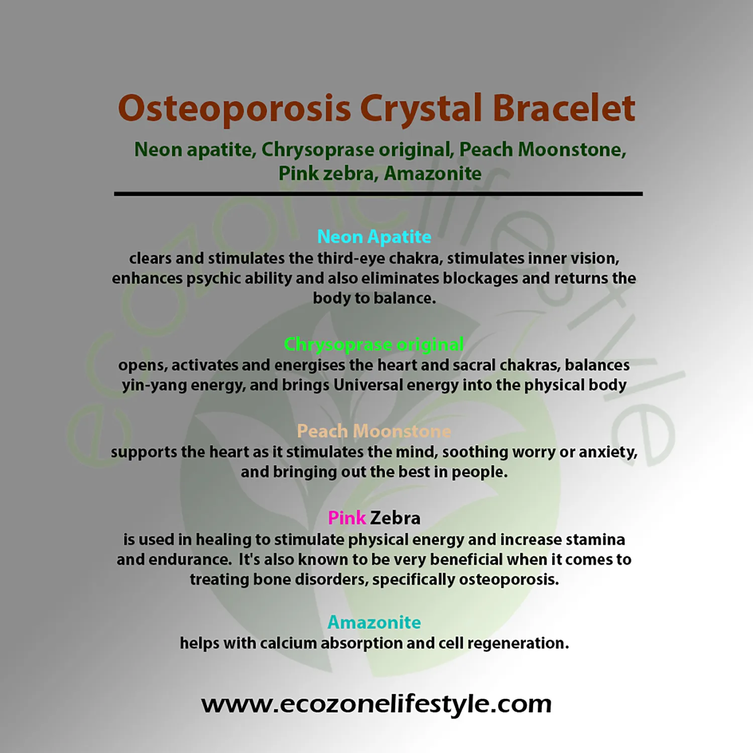 El'Cobre Osteoporosis krystalarmbånd 8 mm elastik