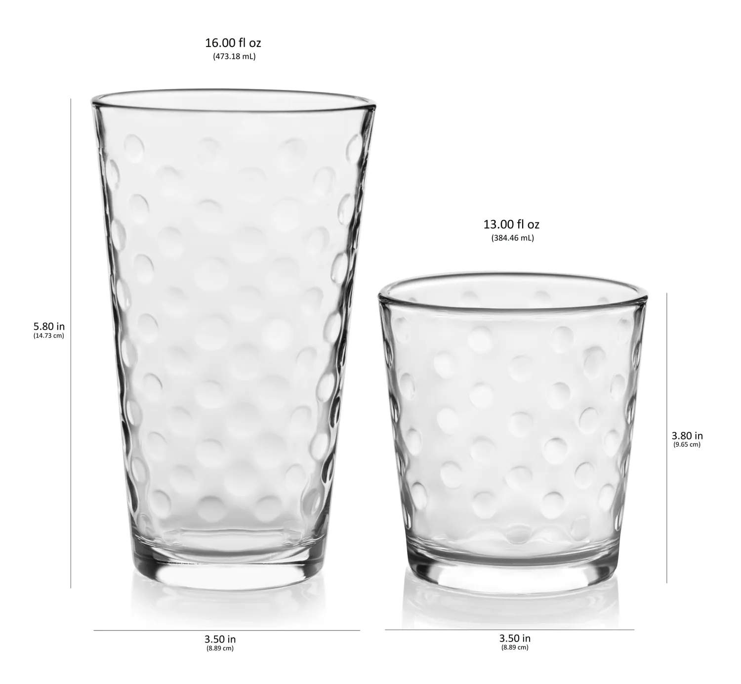 Libbey Awa drikkeglas sæt 16 prikket 473/384 ml