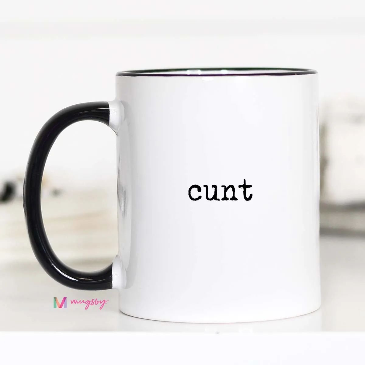 Mugsby One-Word Cunt krus 325 ml hvid
