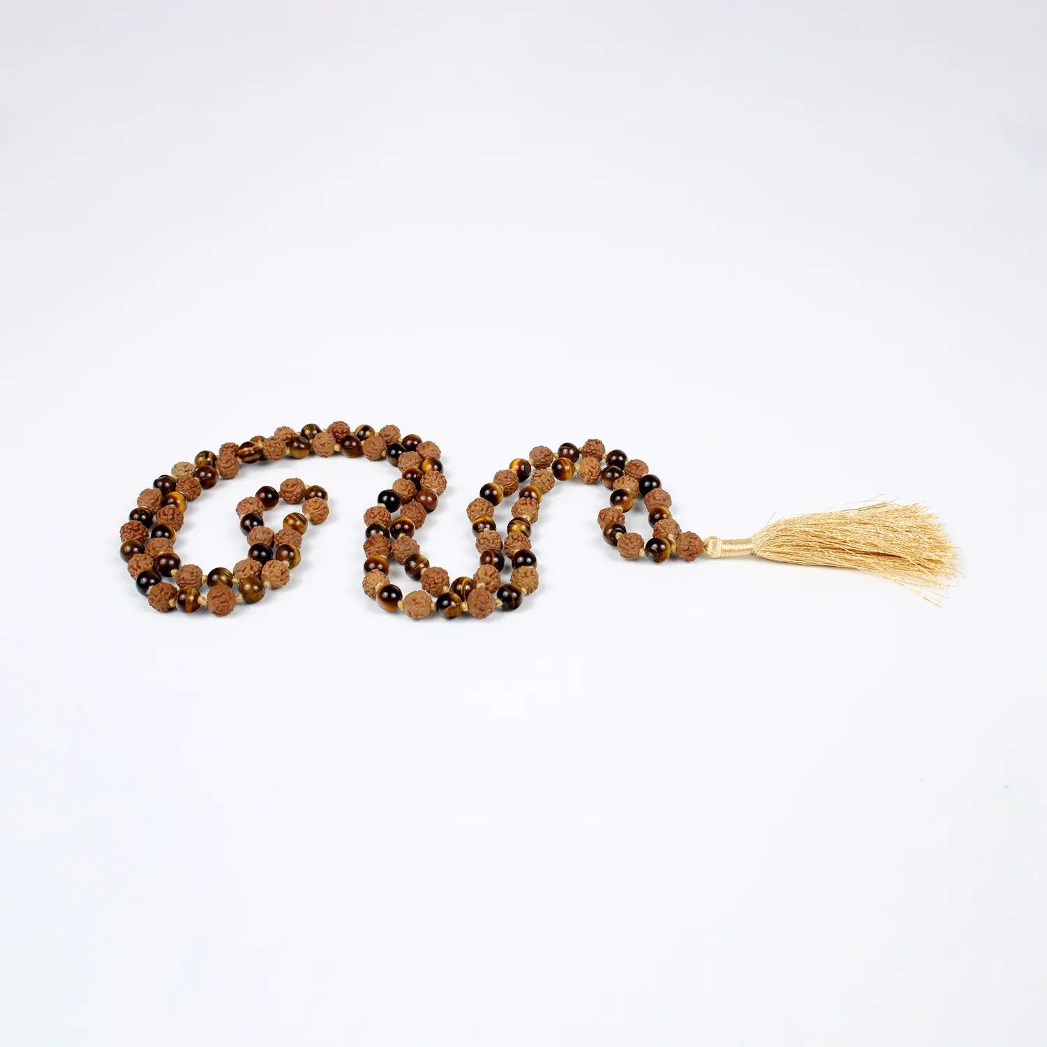 El'Cobre rudraksha tigerøje mala 108 perler