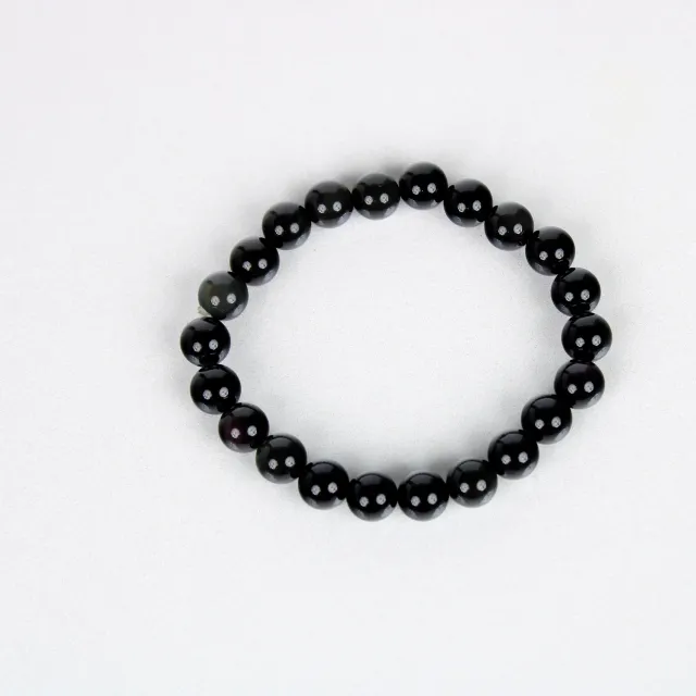 El'Cobre Black Obsidian armbånd 8 mm ægte sten