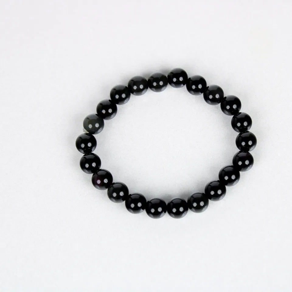 El'Cobre Black Obsidian armbånd 8 mm ægte sten