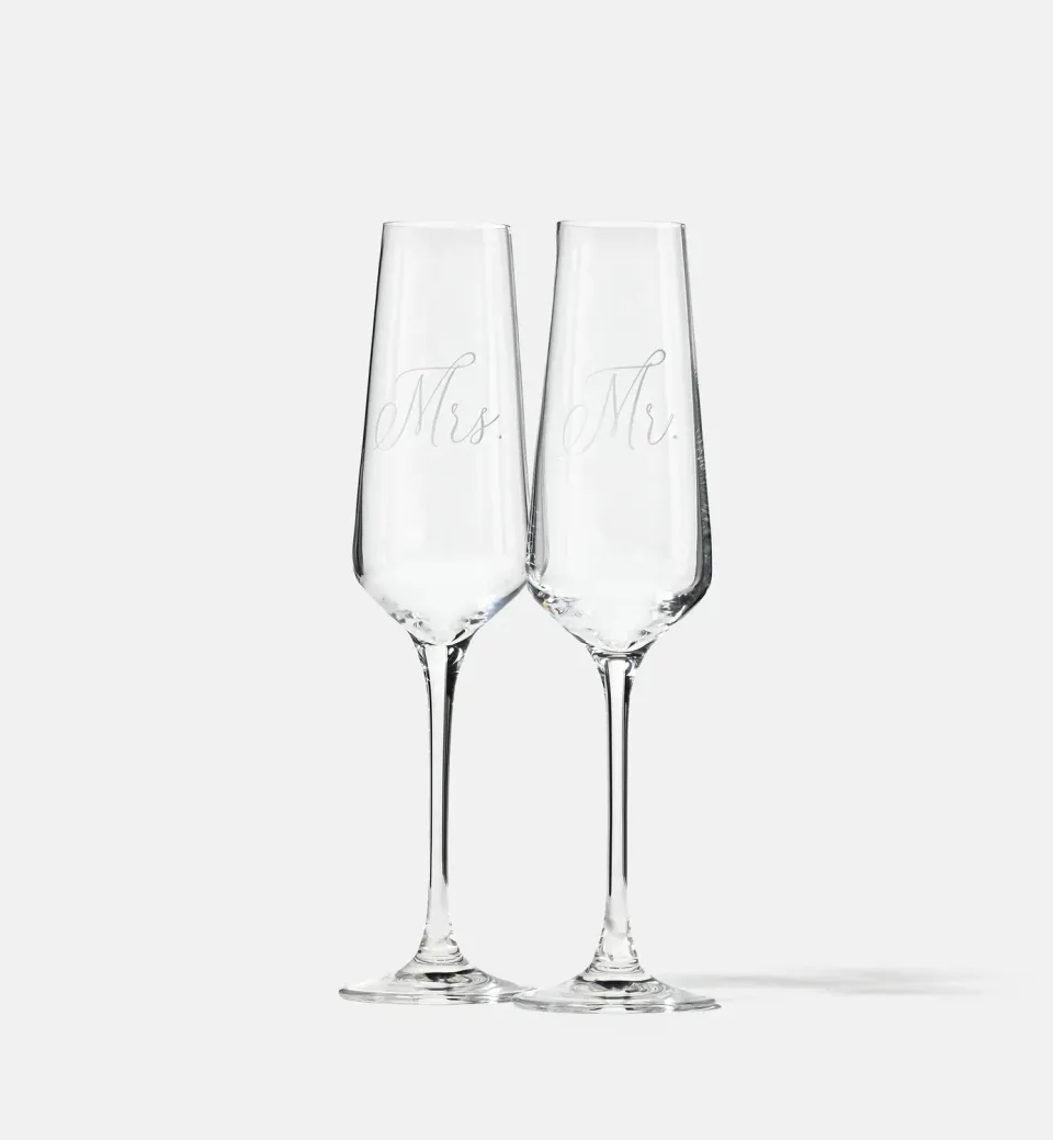 Krosno Mr. & Mrs. champagneglas 180 ml 2 stk krystal