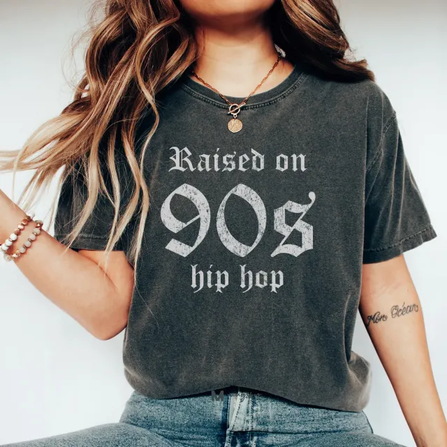 Mugsby Raised on 90s Hip Hop t-shirt sjov str. S-3XL