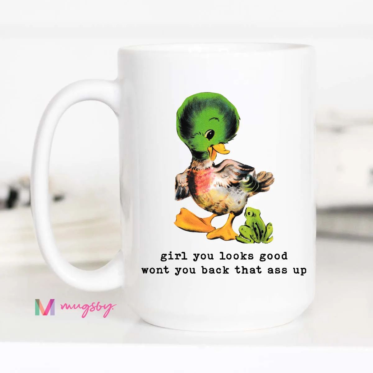 Mugsby Back That Ass Up kop hvid 325 ml sjov