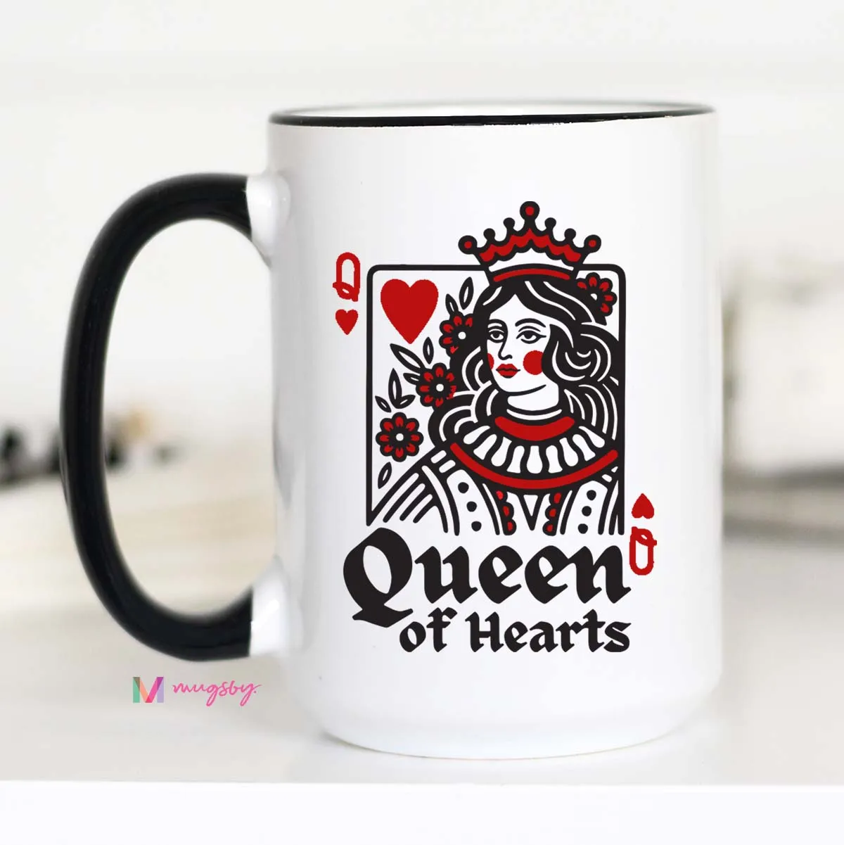 Mugsby Queen of Hearts krus hvid keramik 325 ml