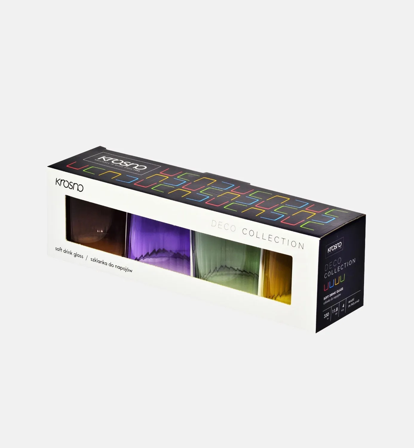 Krosno Deco tumbler 350 ml 4 stk farvet