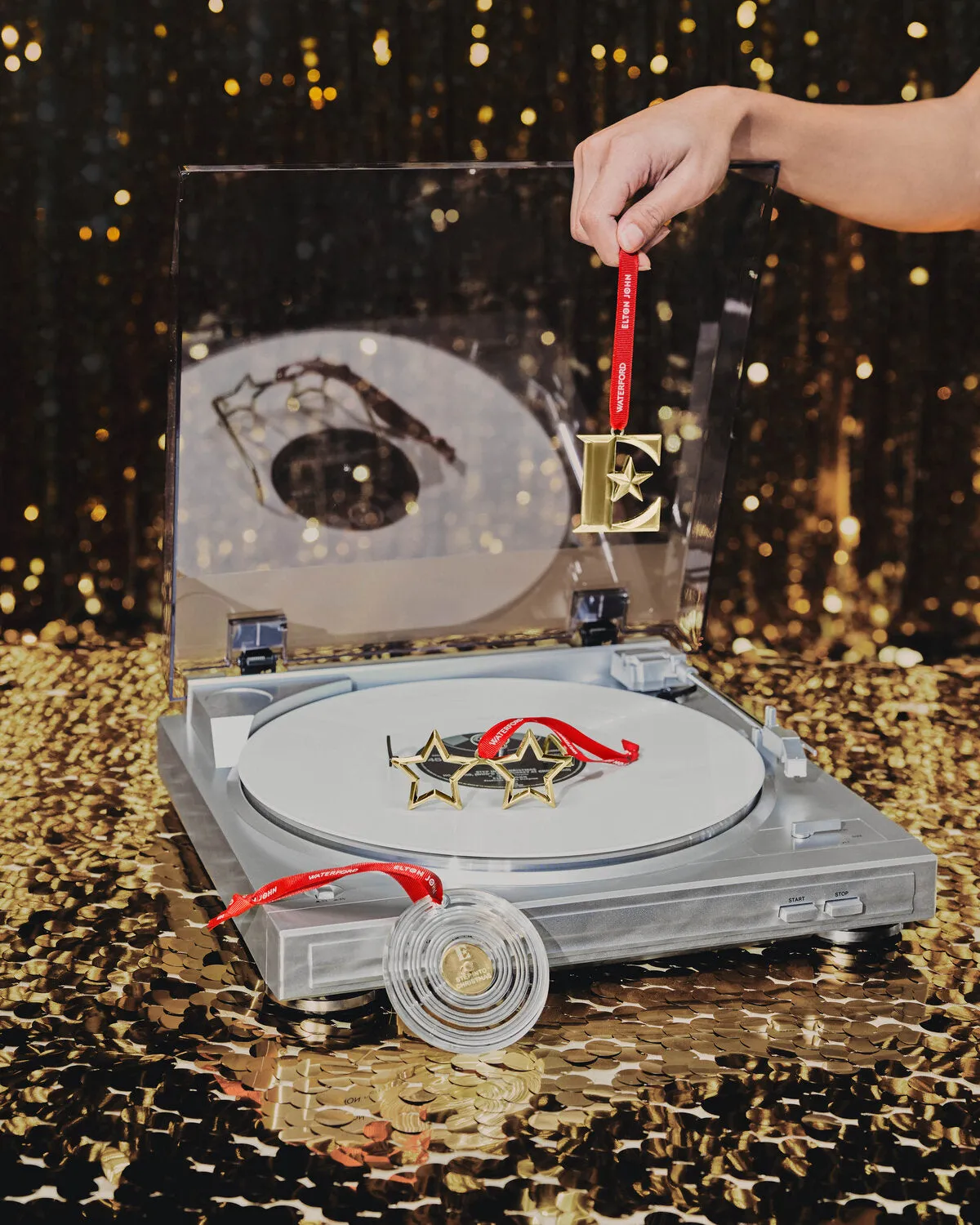 Waterford Elton John vinyl julepynt krystal guld