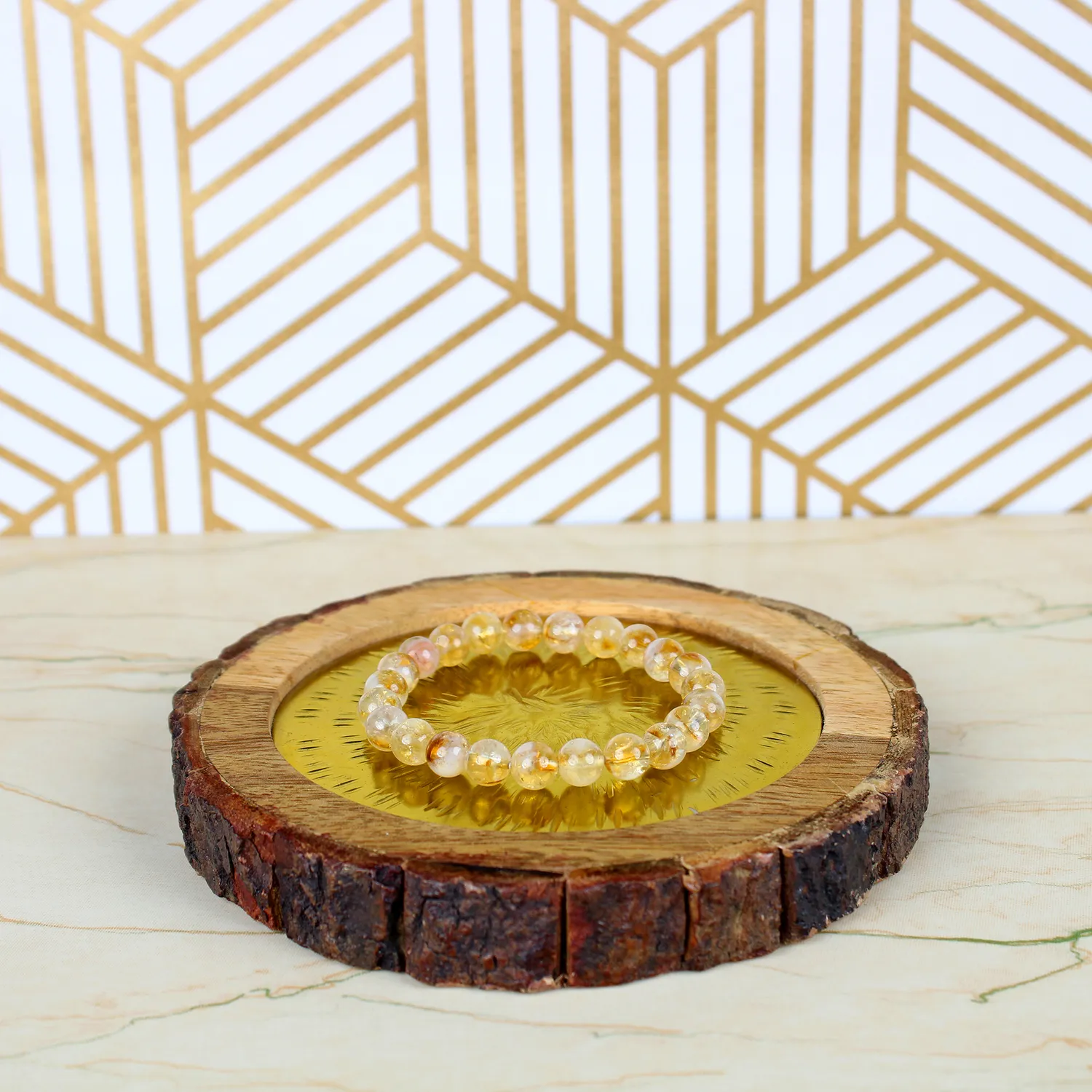 El'Cobre Citrine 8mm krystalarmbånd naturlig sten