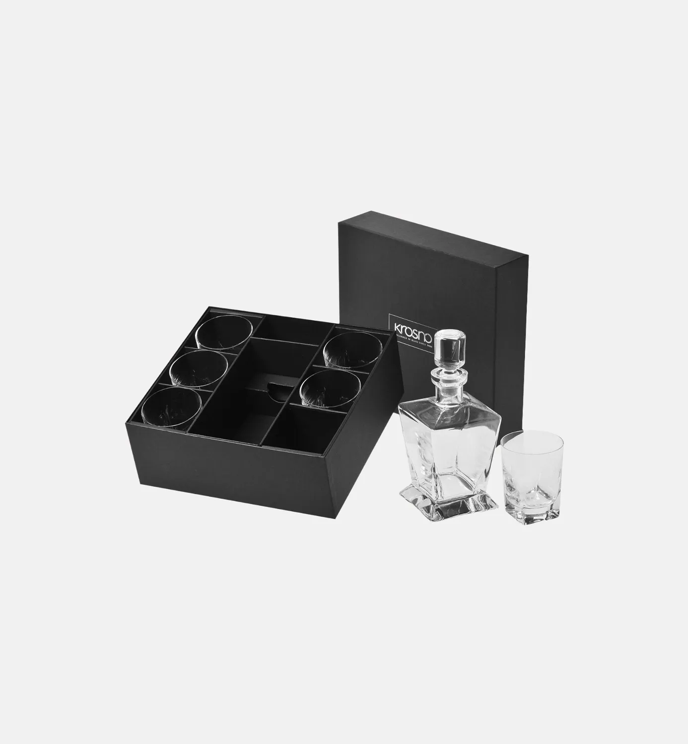 Krosno Caro whiskysæt 7 dele karaffel + glas 280 ml