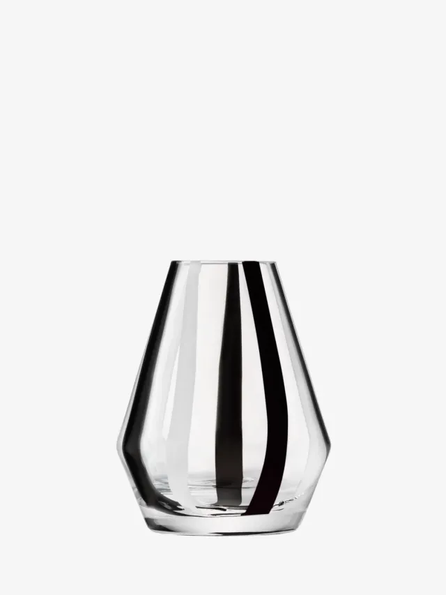 LSA Stripe vase mundblæst glas sort hvid