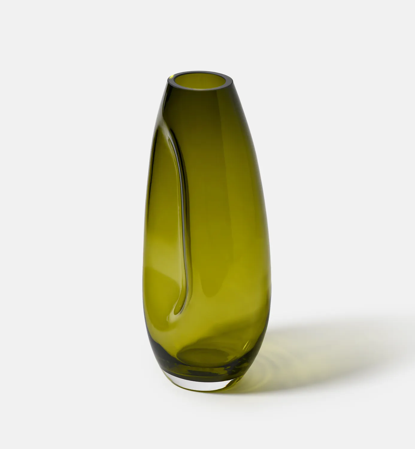 Krosno Flow vase 32 cm oliven mundblæst glas