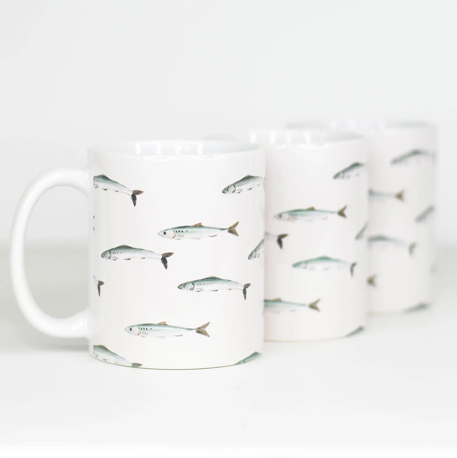 Mugsby Fish Full Wrap kop 325 ml hvid fiskemotiv