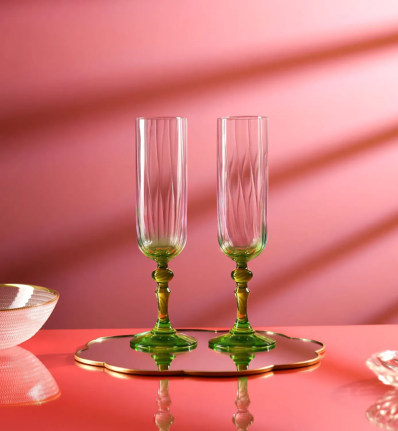 Krosno Ombré Bubble champagneglas 200 ml grøn