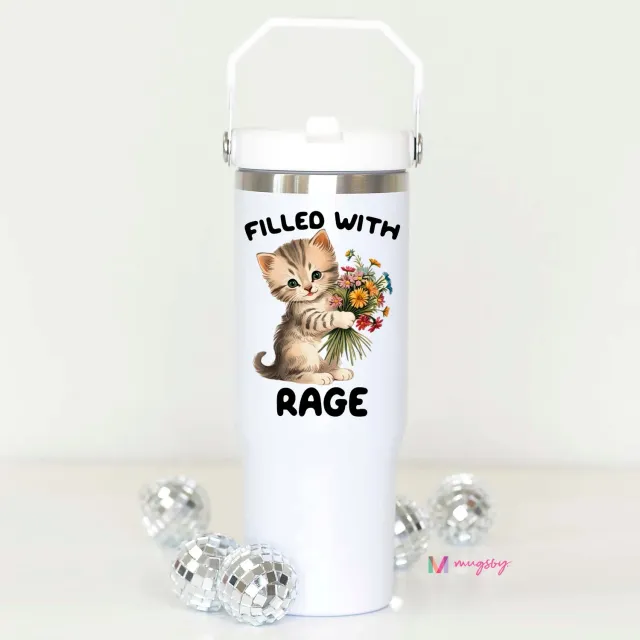 Mugsby Filled with Rage tumbler med sugerør 887 ml stål