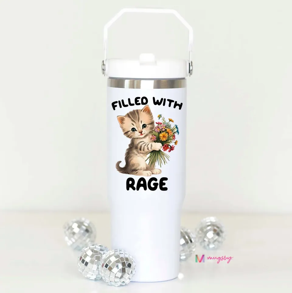Mugsby Filled with Rage tumbler med sugerør 887 ml stål