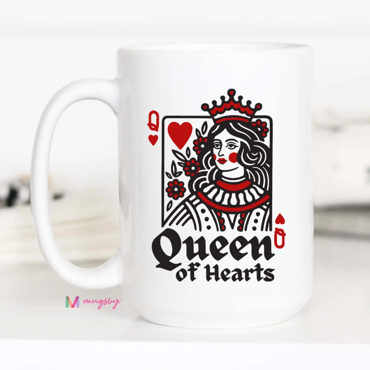 Mugsby Queen of Hearts krus hvid keramik 325 ml