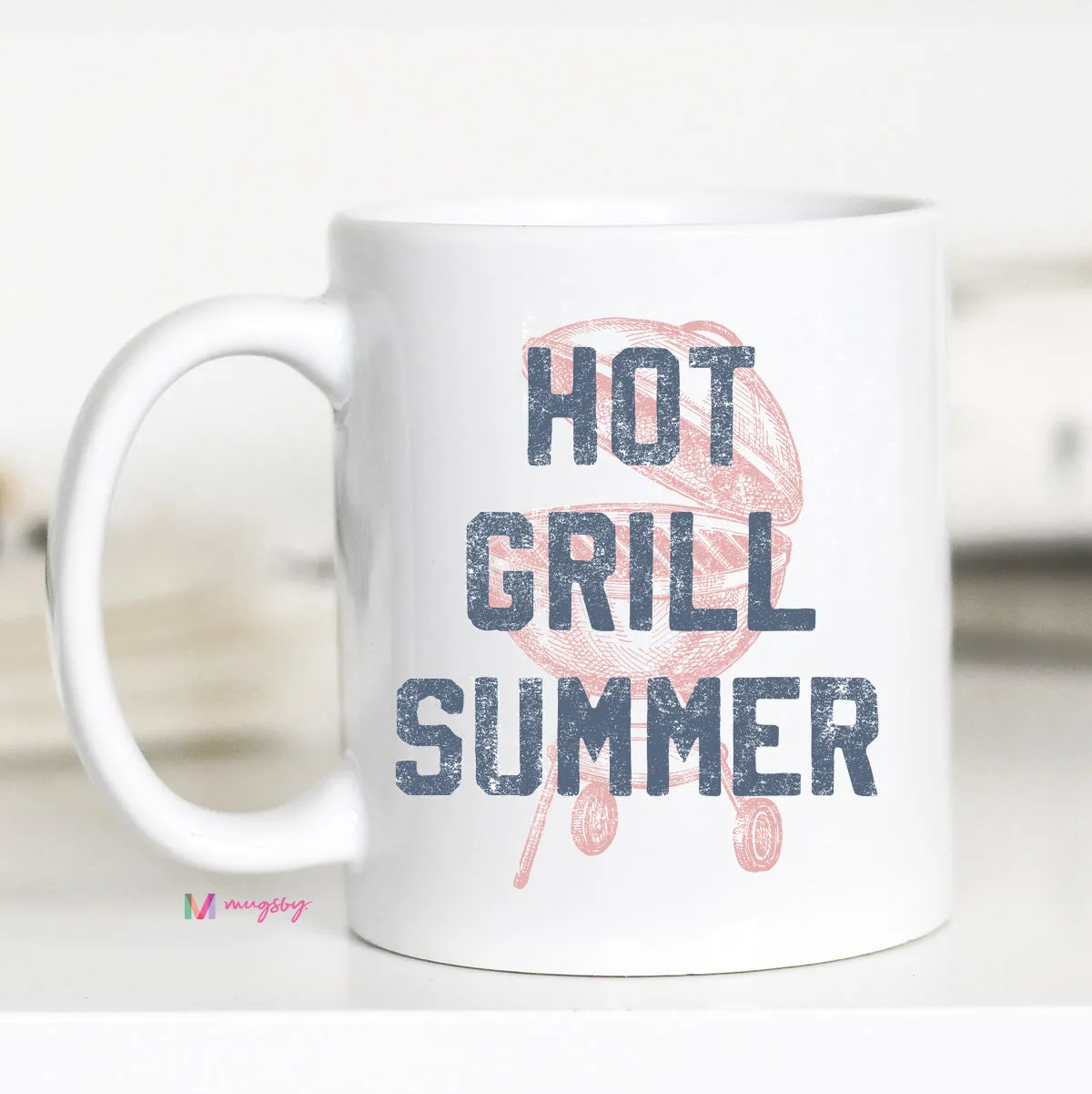 Mugsby Hot Grill Summer krus 325 ml hvid keramik
