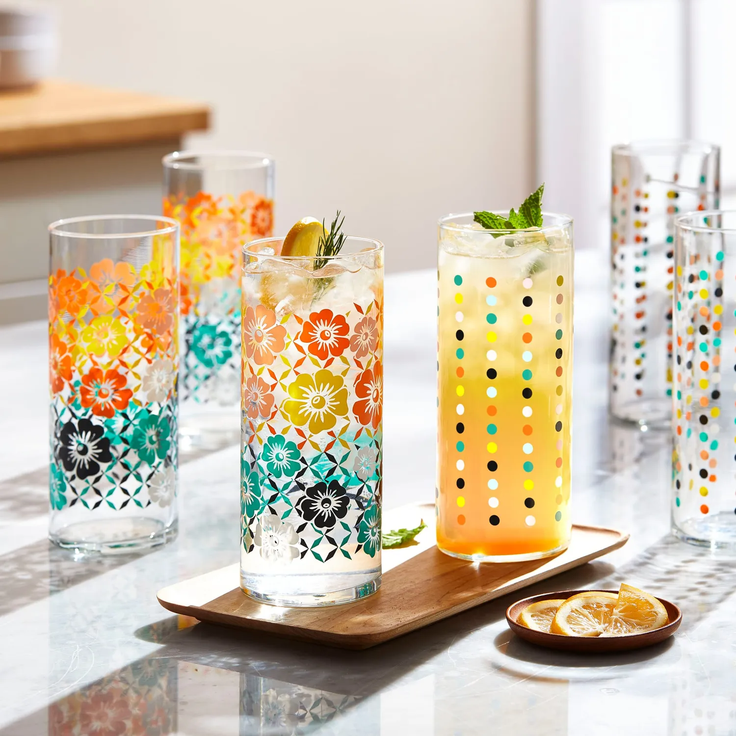 Libbey Vintage Flower Power coolerglas 4 stk 473 ml