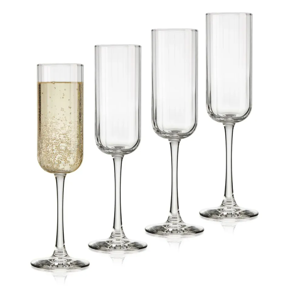 Libbey Paneled champagneglas 222 ml sæt 4 rillet
