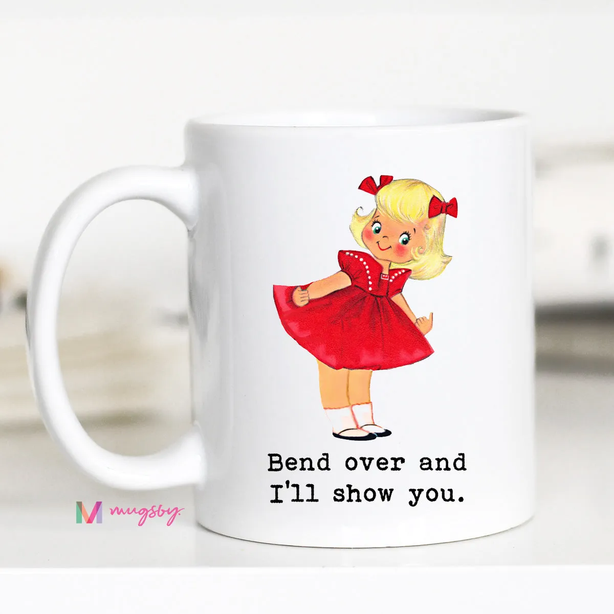 Mugsby Bend Over Kaffekrus hvid keramik 325 ml