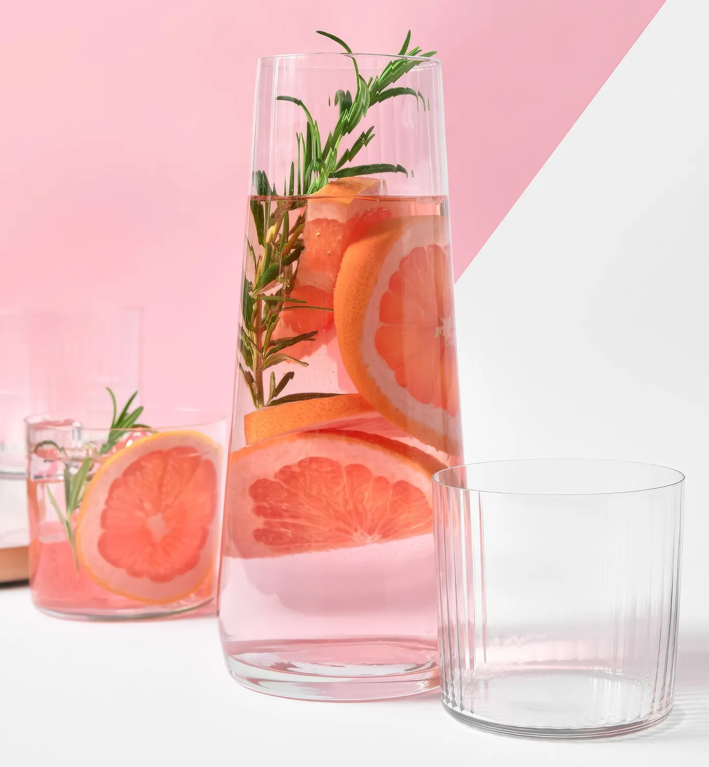 Krosno Lumi karaffelsæt glas 5 dele ribbet krystal