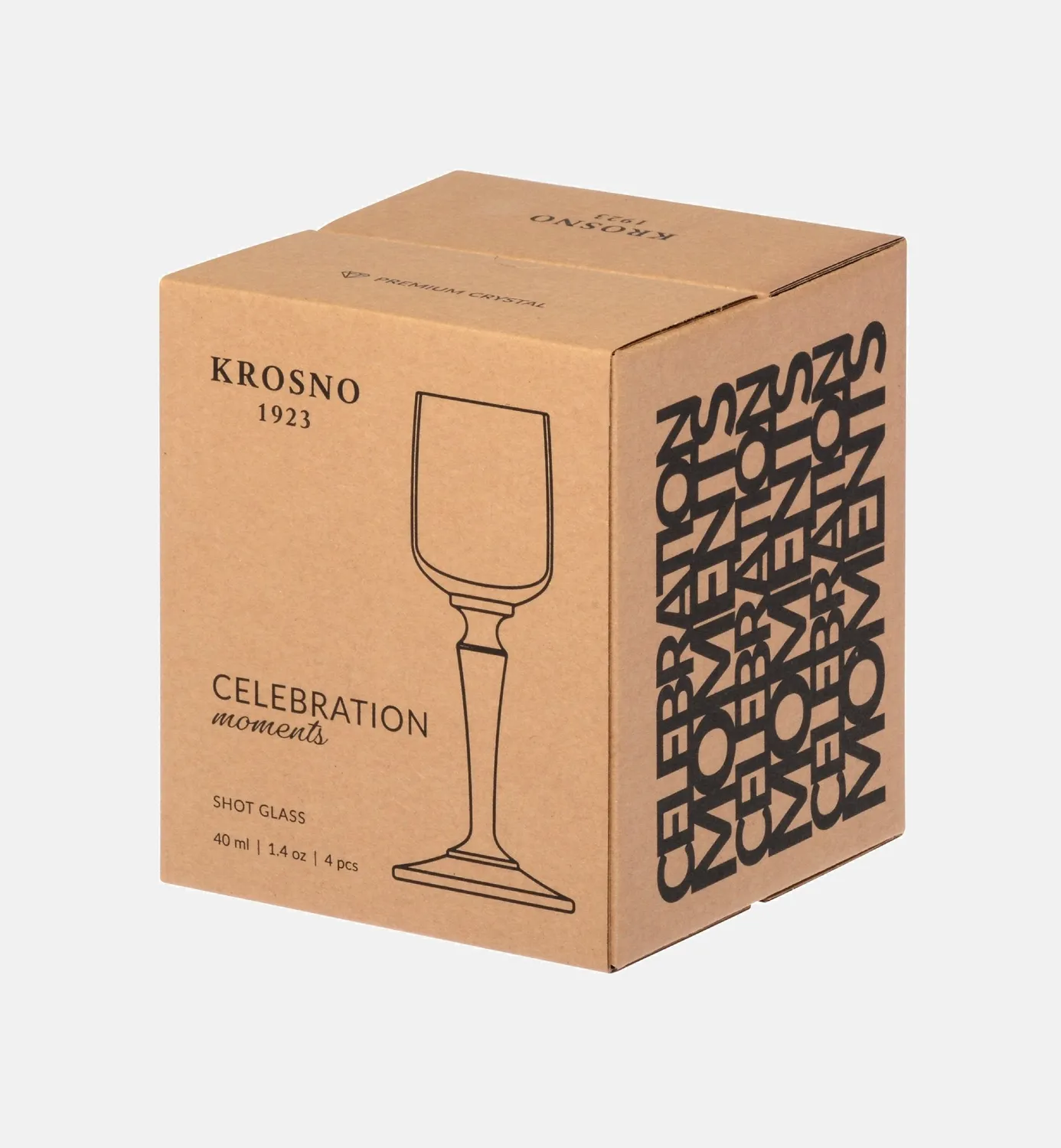 Krosno Celebration vodkaglas 40 ml lyserød stilk