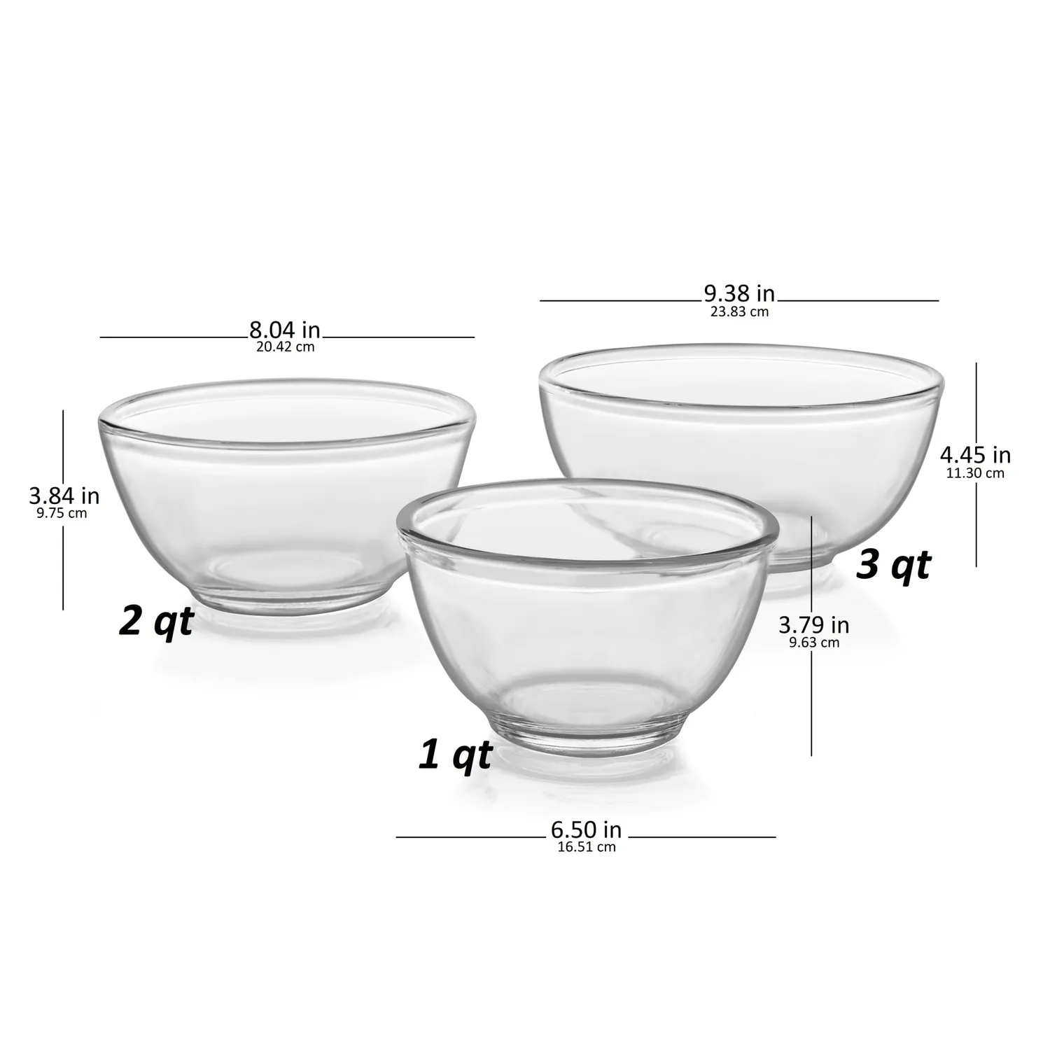 Libbey Baker's Basics glasskåle sæt 3 stk klar