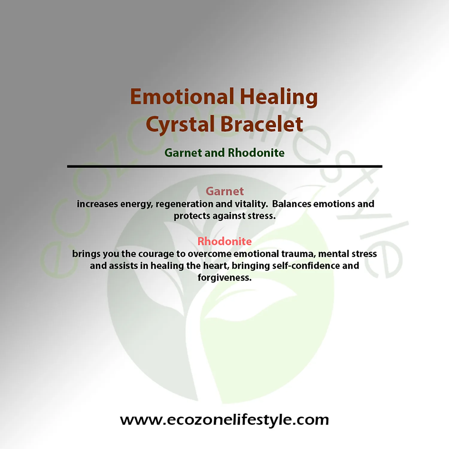 El'Cobre Emotional Healing armbånd granat rhodonit