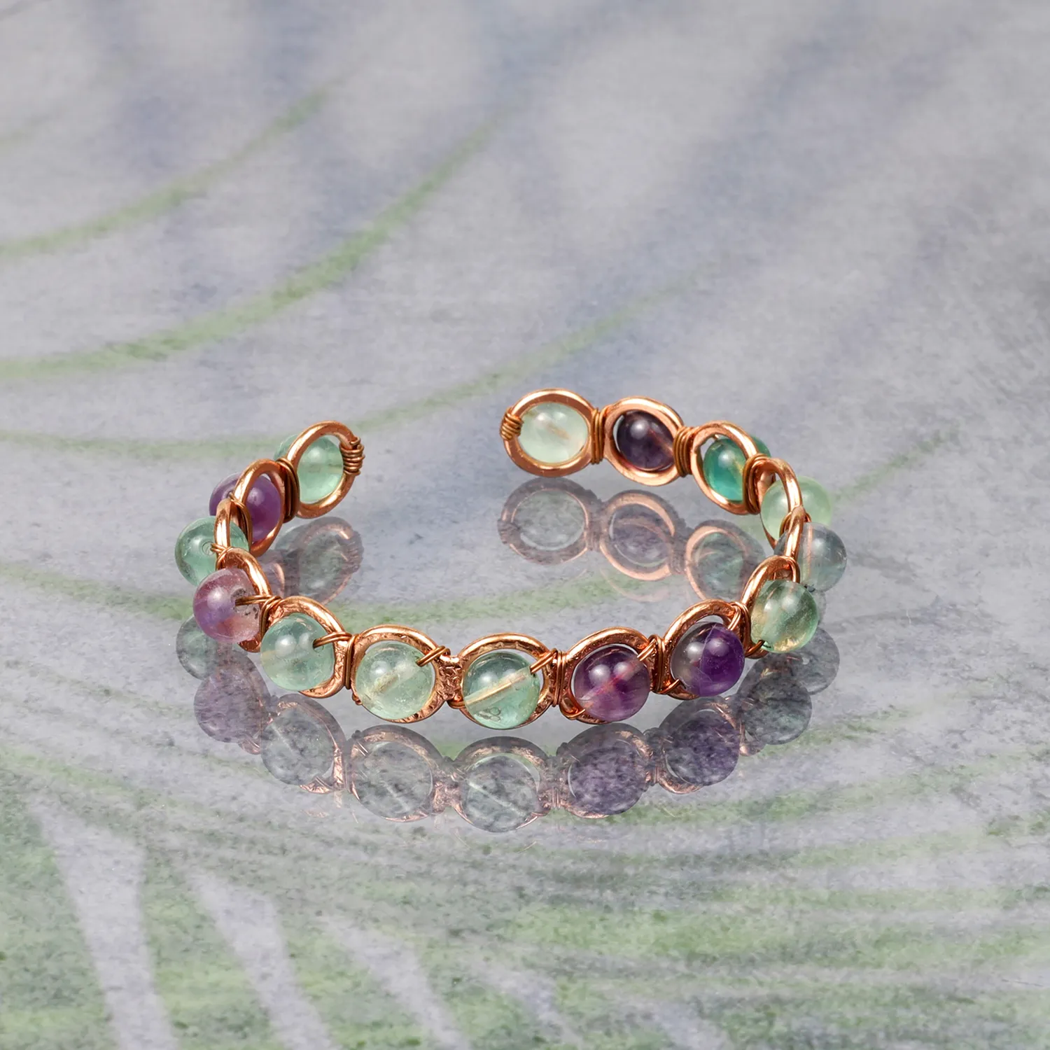 El'Cobre Copper Fluorite armbånd kobber justerbar