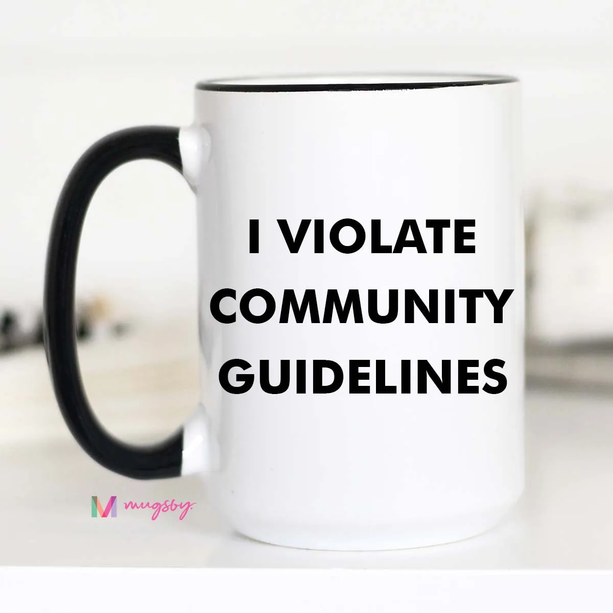 Mugsby Violate Guidelines krus 325 ml hvid meme