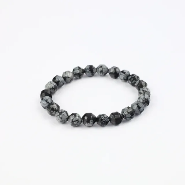 El'Cobre Snowflake Obsidian Satellite Cut krystalarmbånd sort