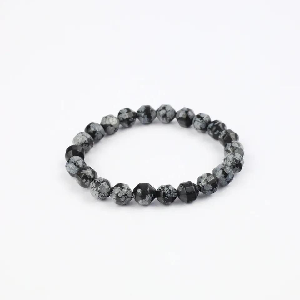 El'Cobre Snowflake Obsidian Satellite Cut krystalarmbånd sort