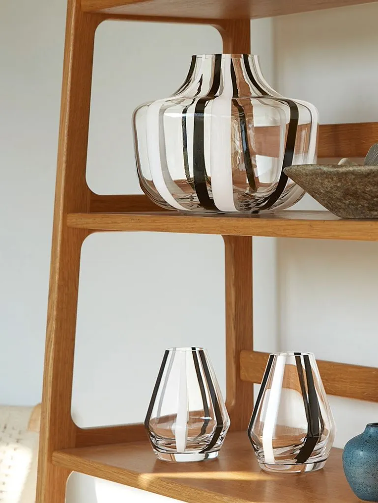 LSA Stripe vase i glas stribet løgformet