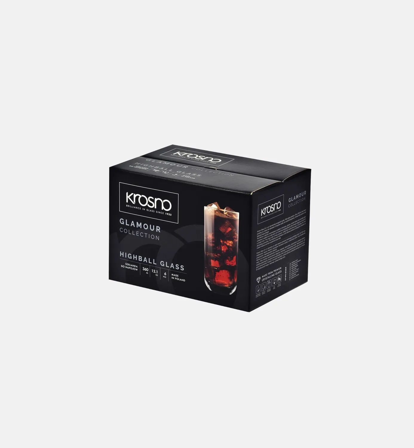 Krosno Glamour vandglas 360 ml højt drikkeglas