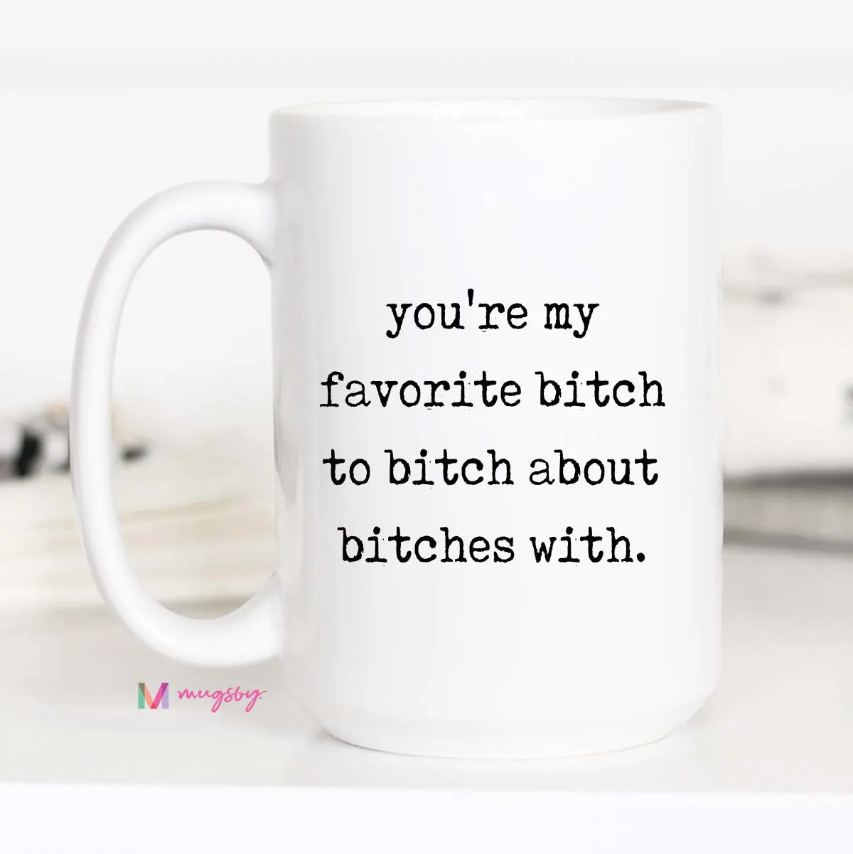 Mugsby Best Friend krus 325 ml hvid typewriter