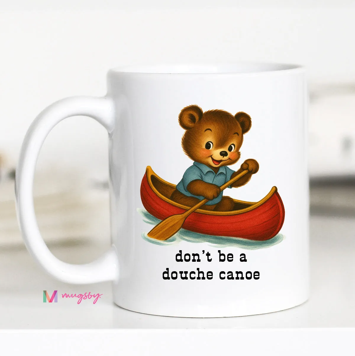 Mugsby Douche Canoe krus hvid 325 ml vintage sjov