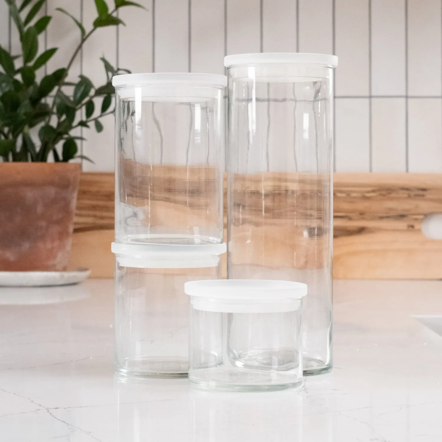 Libbey Stacking Cylinder opbevaringsglas 4 stk med låg