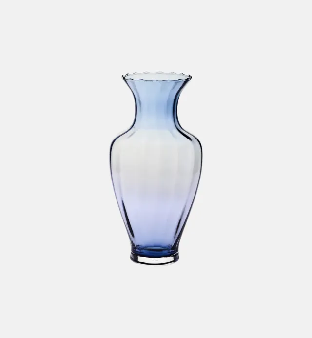 Krosno vase blå riflet 42 cm farvet glas
