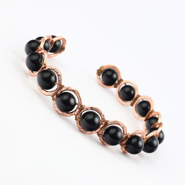 El'Cobre Black Obsidian kobberarmbånd cuff