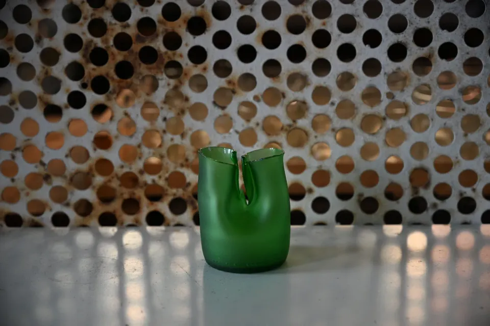 Jesper Jensen Twin Bottleneck vase kort grøn genbrugsglas