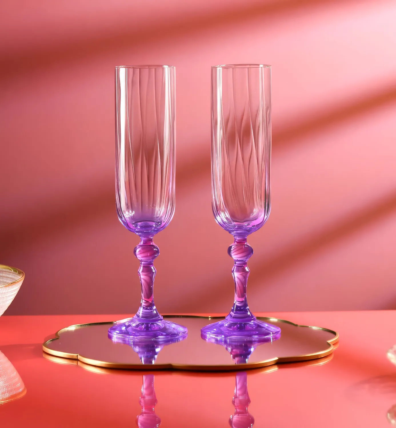 Krosno Ombré champagneglas 200 ml lilla riflet