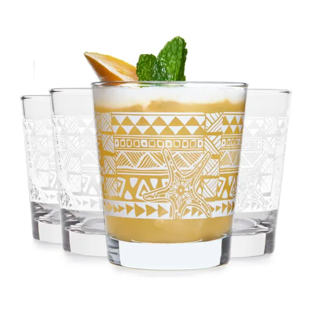 Libbey Tiki Kahiko Rocks drikkeglas 4 stk 384 ml hvidt