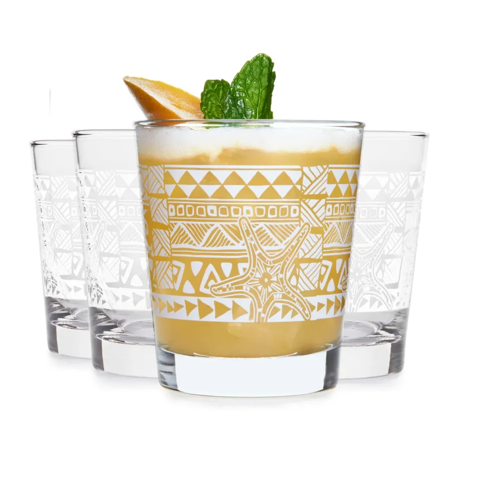 Libbey Tiki Kahiko Rocks drikkeglas 4 stk 384 ml hvidt