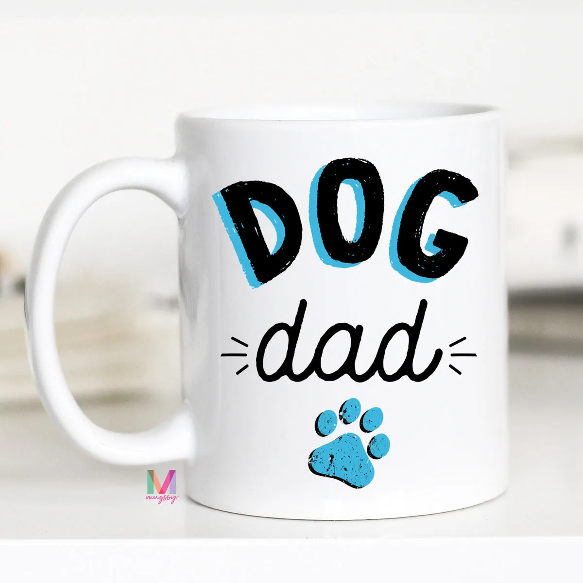 Mugsby Dog Dad krus hvid keramik 325 ml gave