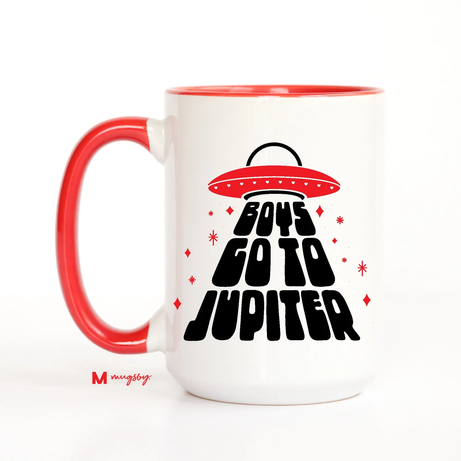 Mugsby Boys Go to Jupiter krus hvid 325 ml sjov